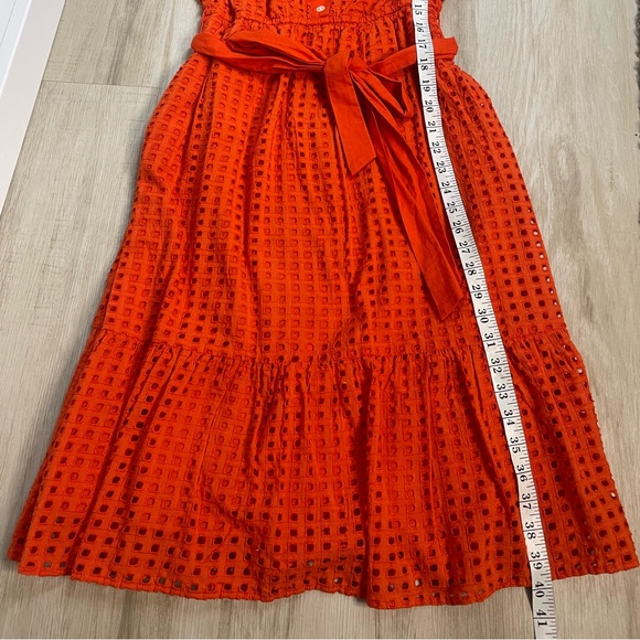 J.Crew All-over Eyelet Belted Dress in Red Embroidered Button 0 - Picture 9 of 9